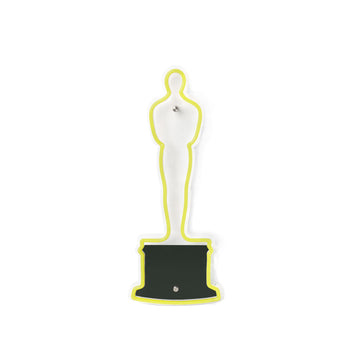 Oscar statue cutout with yellow outline on a white background Neon Oscar Statue Sign the Academy Awards Show official Oscars Logo Merchandise